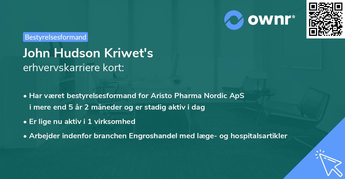 John Hudson Kriwet's erhvervskarriere kort