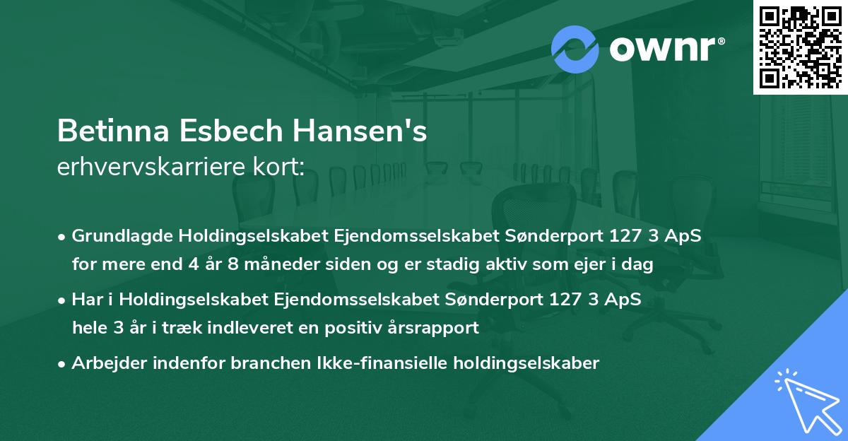 Betinna Esbech Hansen's erhvervskarriere kort