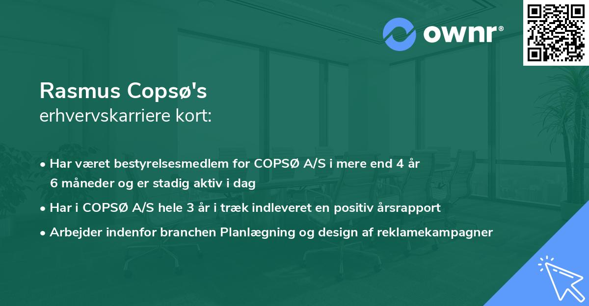 Rasmus Copsø's erhvervskarriere kort