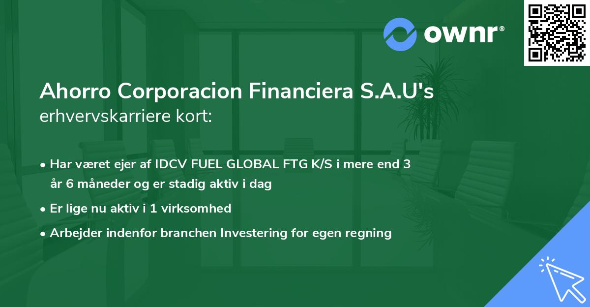 Ahorro Corporacion Financiera S.A.U's erhvervskarriere kort