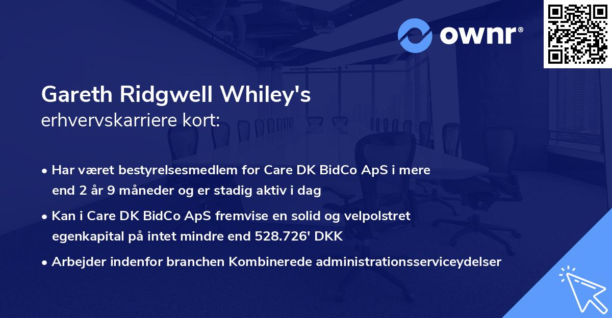 Gareth Ridgwell Whiley's erhvervskarriere kort