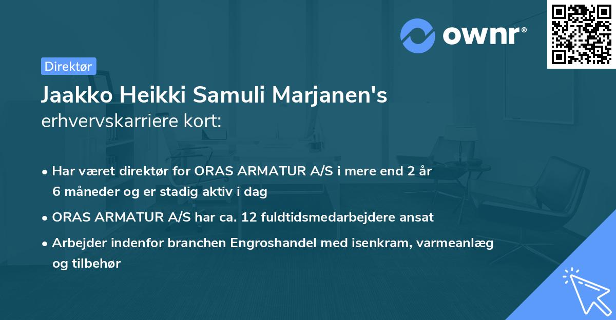 Jaakko Heikki Samuli Marjanen's erhvervskarriere kort