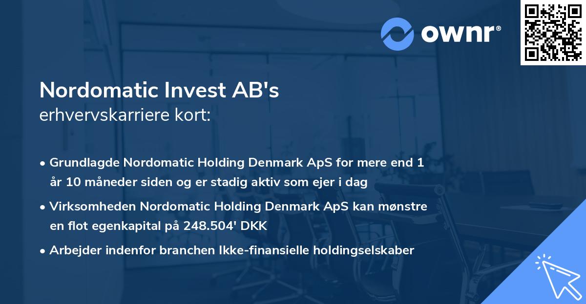 Nordomatic Invest AB's erhvervskarriere kort