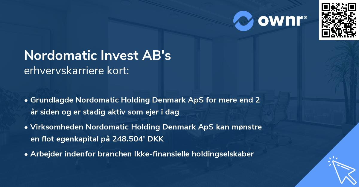 Nordomatic Invest AB's erhvervskarriere kort