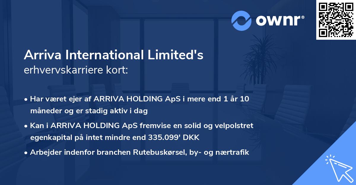 Arriva International Limited's erhvervskarriere kort