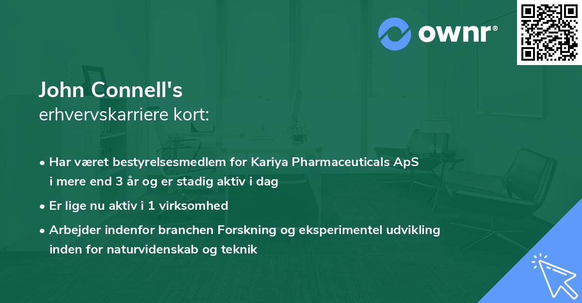 John Connell's erhvervskarriere kort