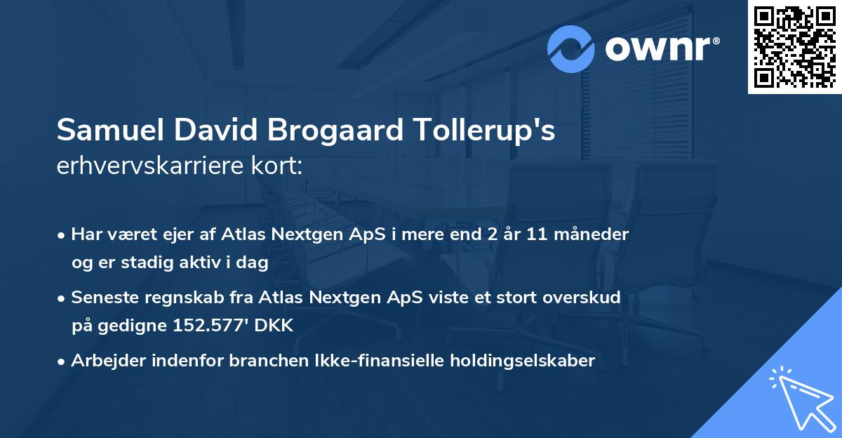 Samuel David Brogaard Tollerup's erhvervskarriere kort