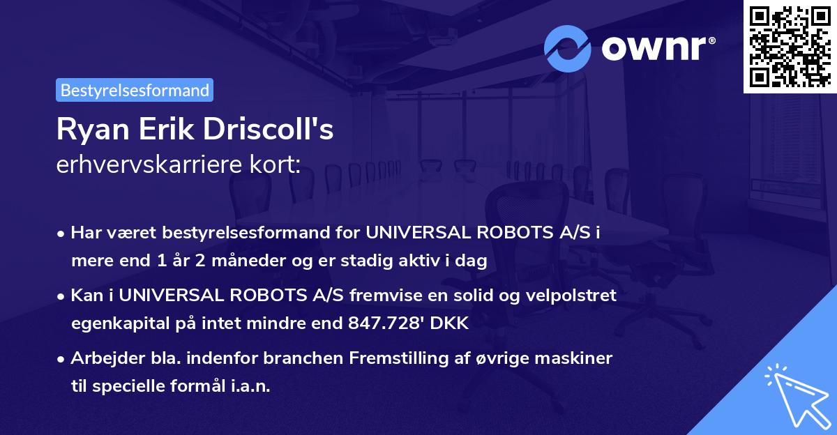 Ryan Erik Driscoll's erhvervskarriere kort