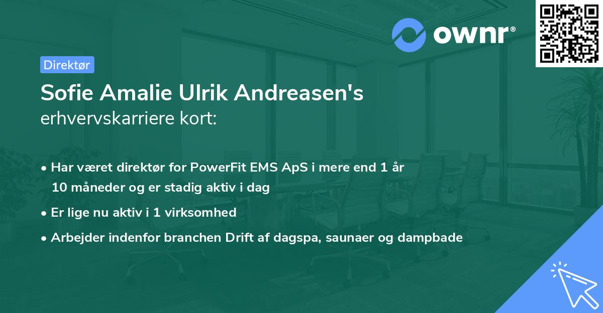 Sofie Amalie Ulrik Andreasen's erhvervskarriere kort