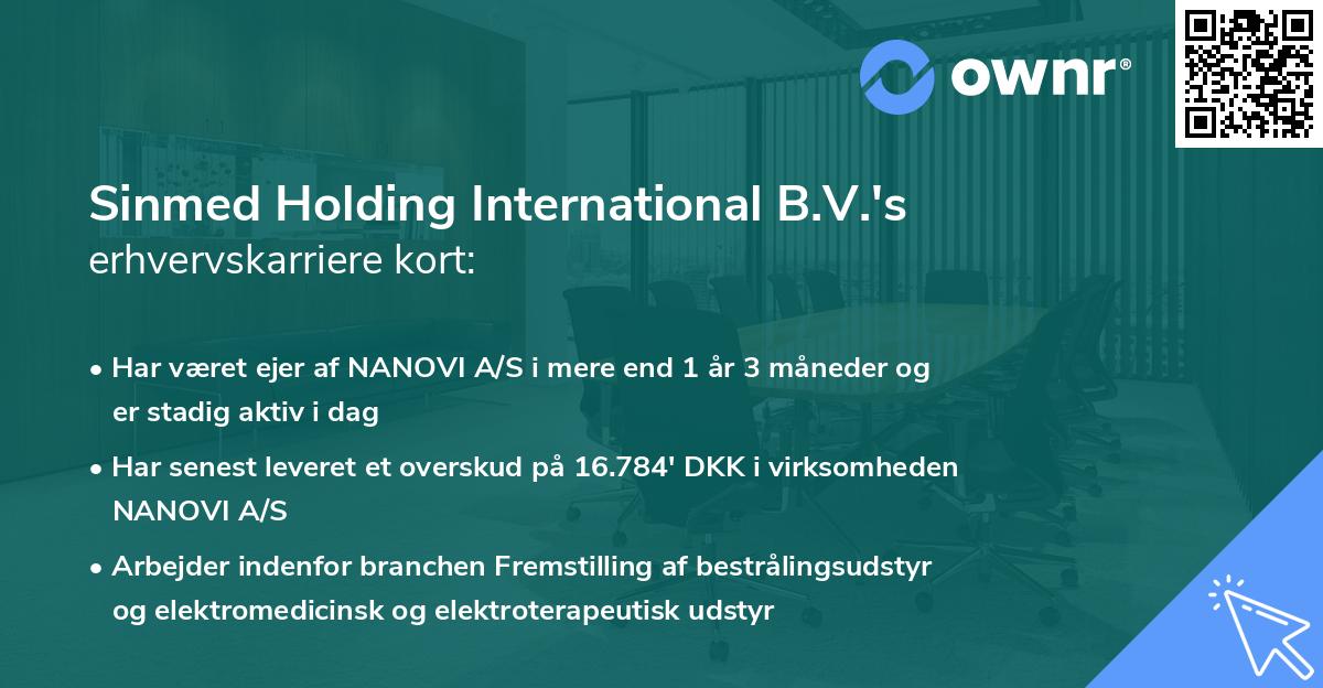 Sinmed Holding International B.V.'s erhvervskarriere kort