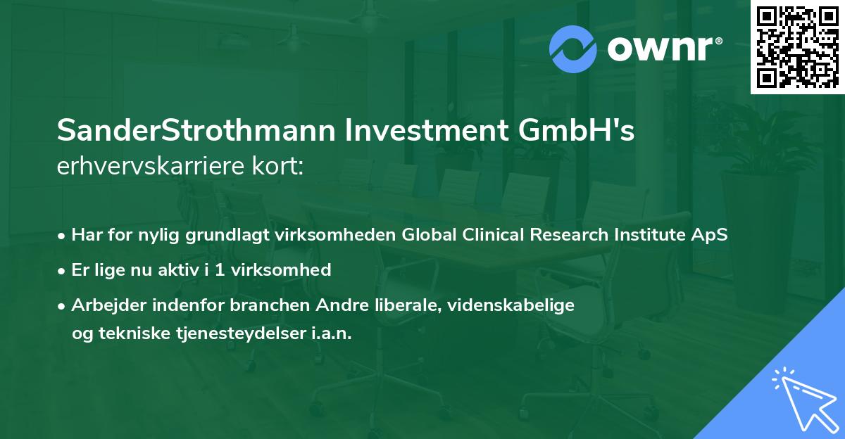 SanderStrothmann Investment GmbH's erhvervskarriere kort