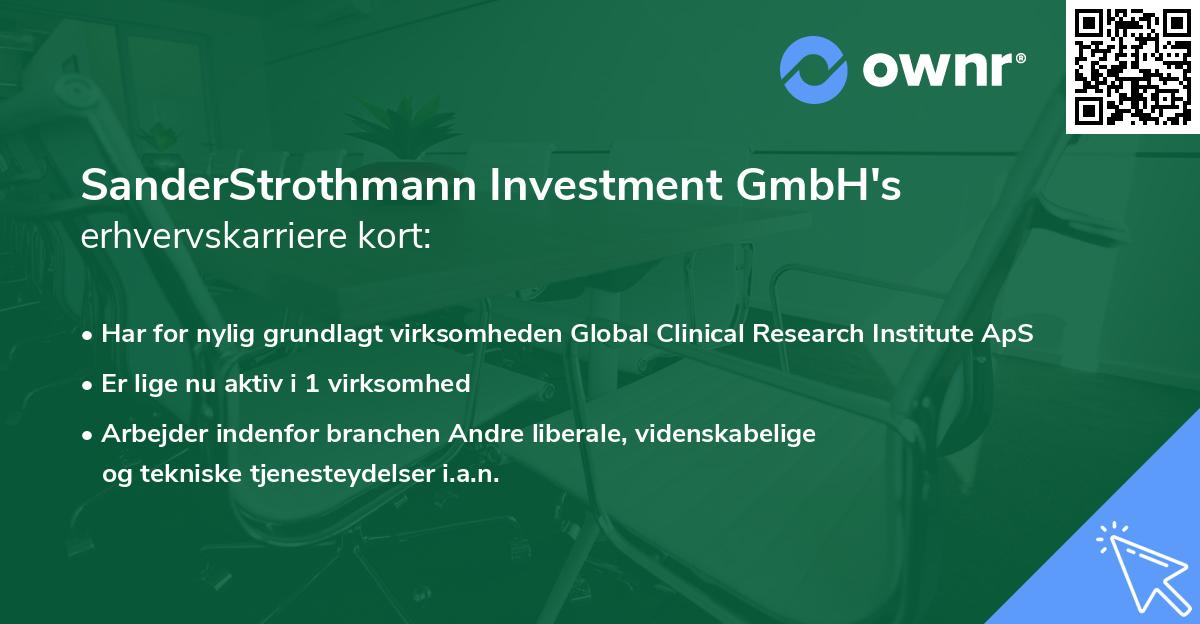 SanderStrothmann Investment GmbH's erhvervskarriere kort