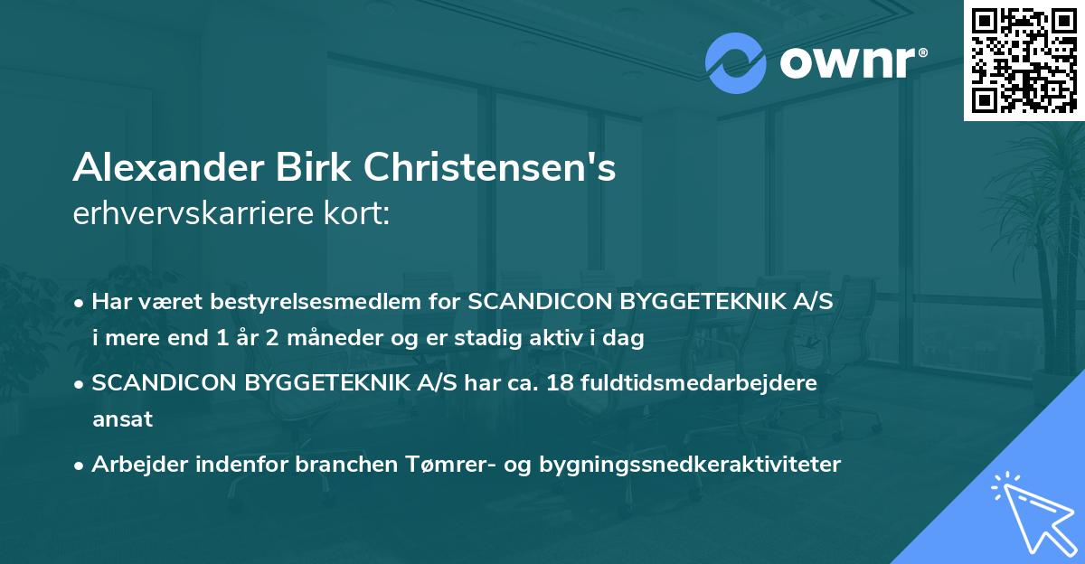 Alexander Birk Christensen's erhvervskarriere kort
