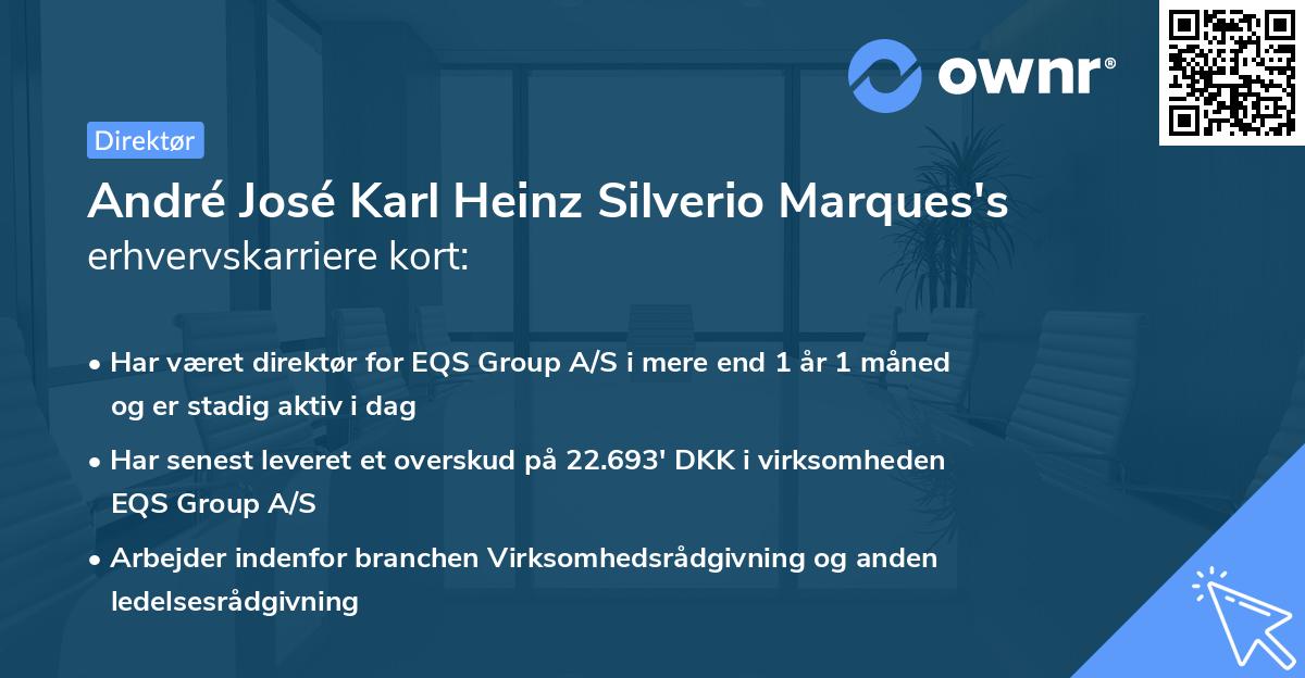 André José Karl Heinz Silverio Marques's erhvervskarriere kort