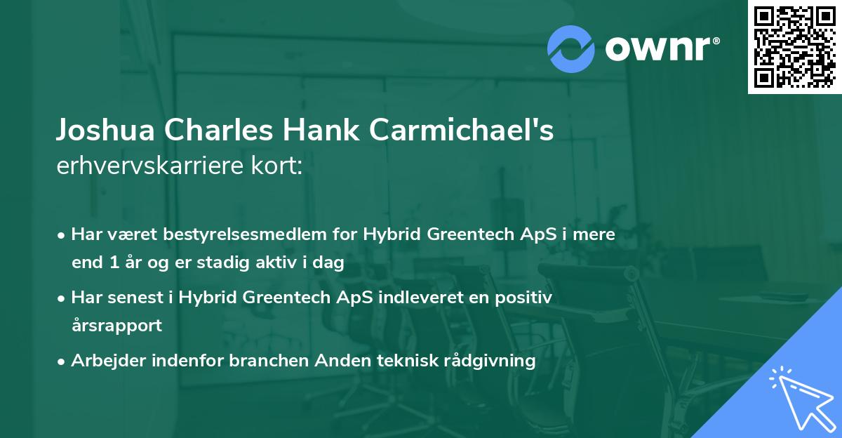 Joshua Charles Hank Carmichael's erhvervskarriere kort