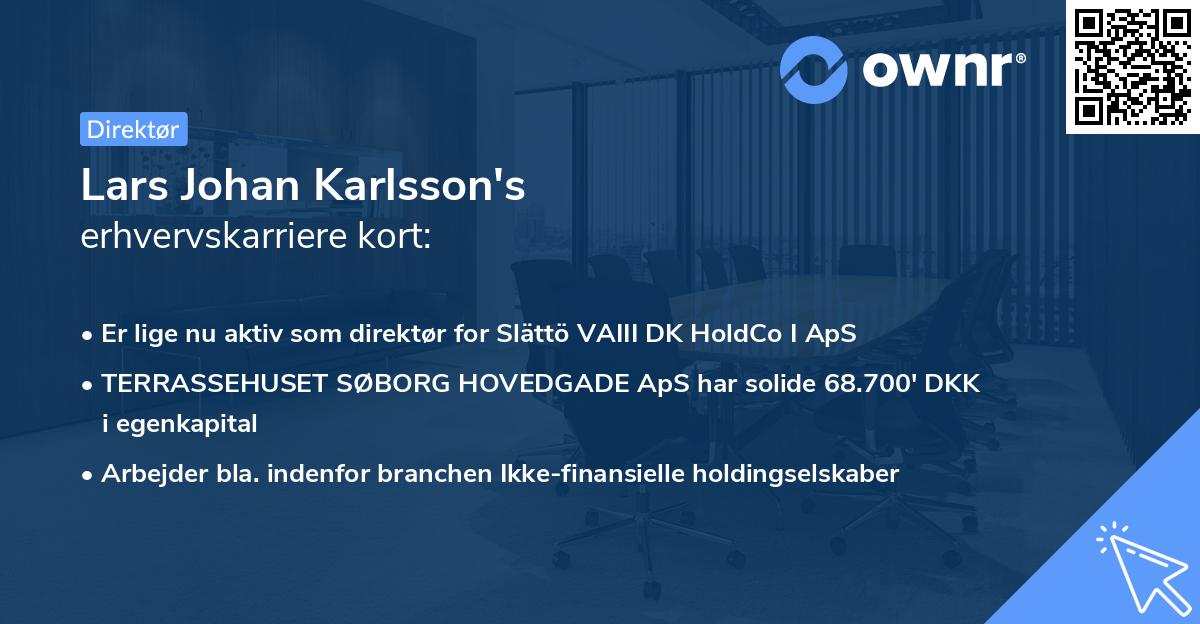 Lars Johan Karlsson's erhvervskarriere kort