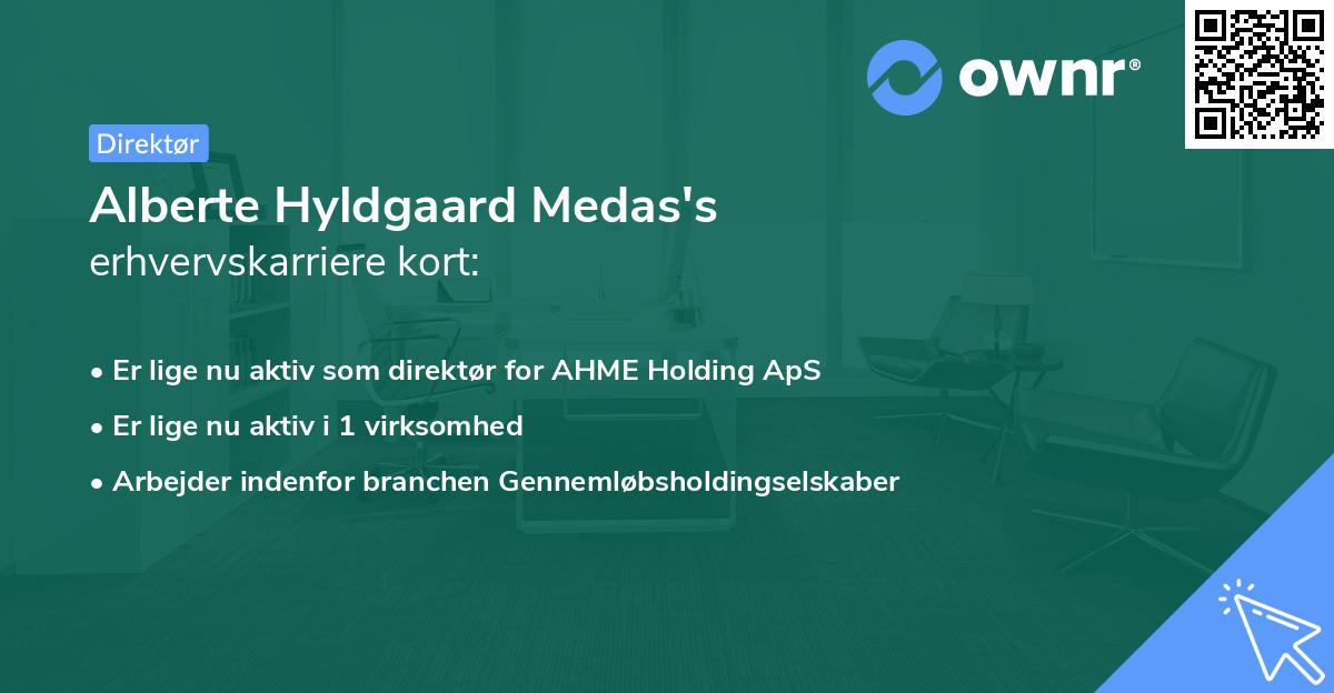 Alberte Hyldgaard Medas's erhvervskarriere kort