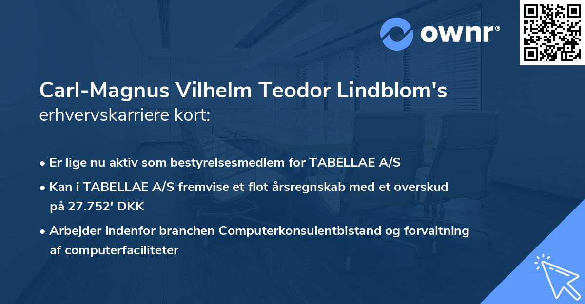 Carl-Magnus Vilhelm Teodor Lindblom's erhvervskarriere kort