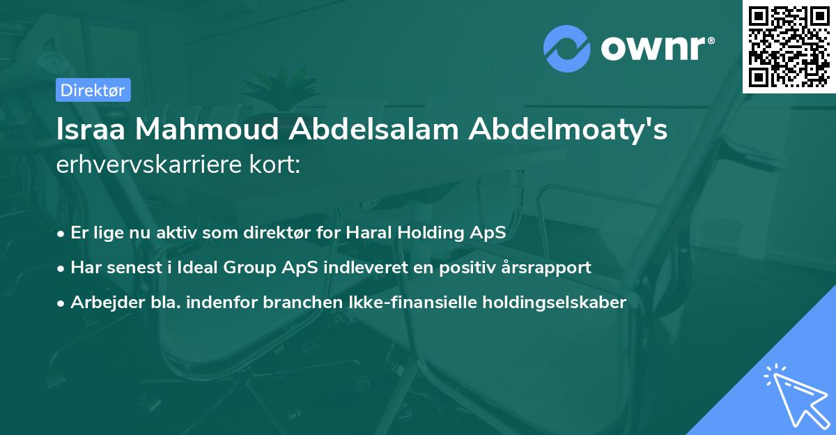 Israa Mahmoud Abdelsalam Abdelmoaty's erhvervskarriere kort