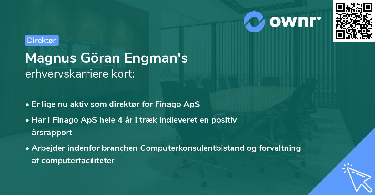 Magnus Göran Engman's erhvervskarriere kort