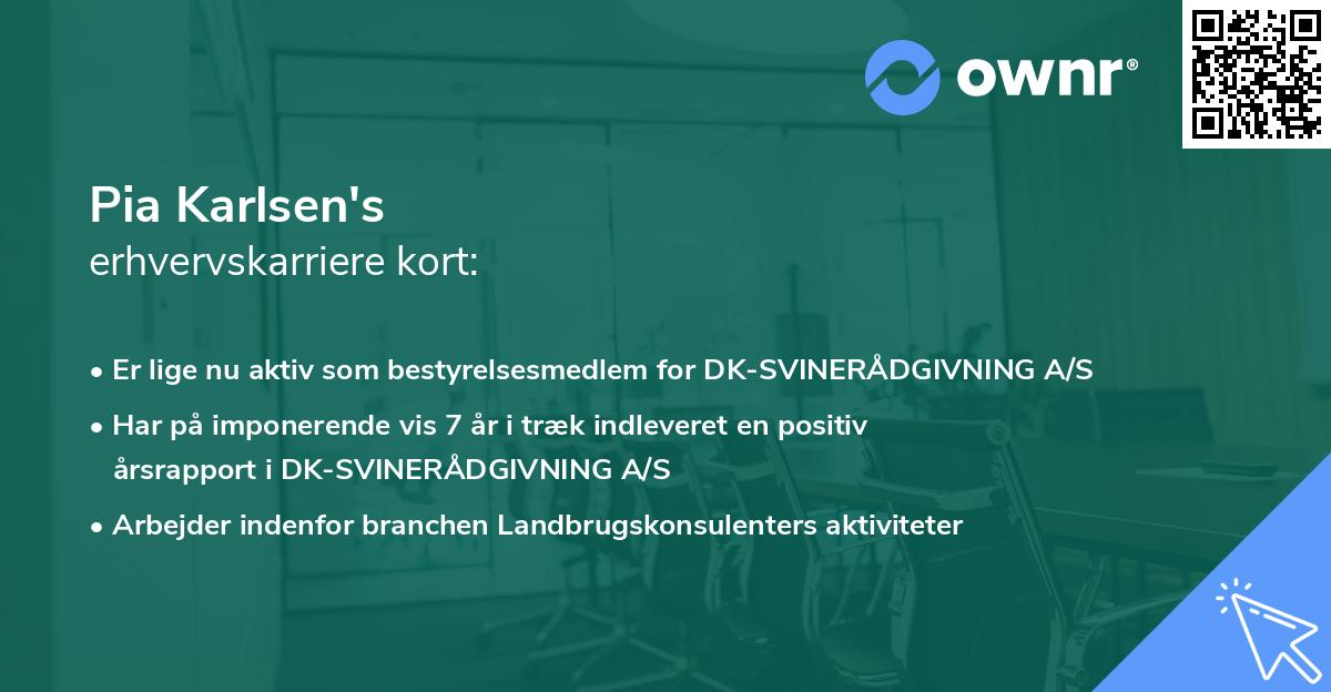 Pia Karlsen's erhvervskarriere kort
