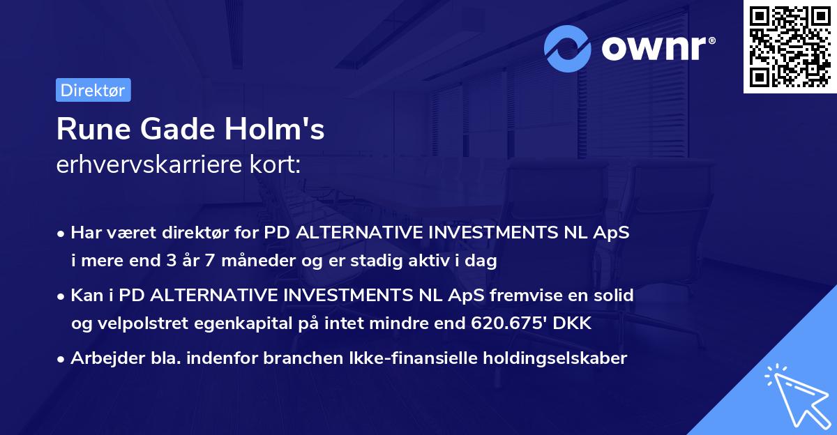 Rune Gade Holm's erhvervskarriere kort