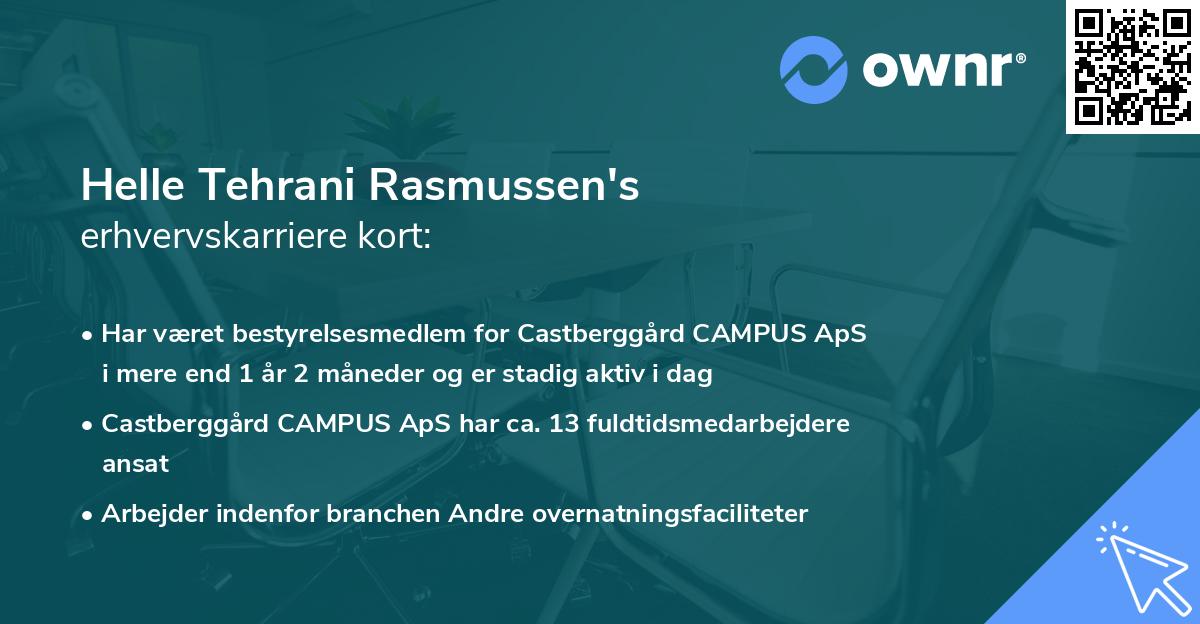 Helle Tehrani Rasmussen's erhvervskarriere kort