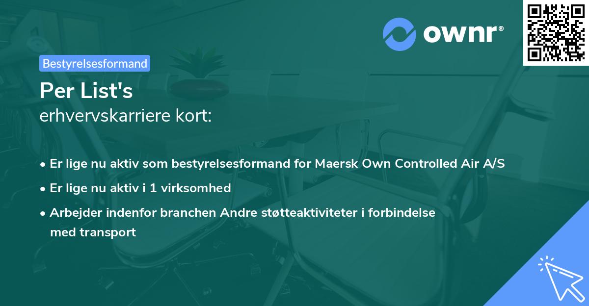 Per List's erhvervskarriere kort