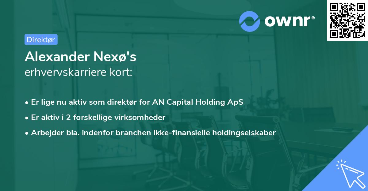 Alexander Nexø's erhvervskarriere kort