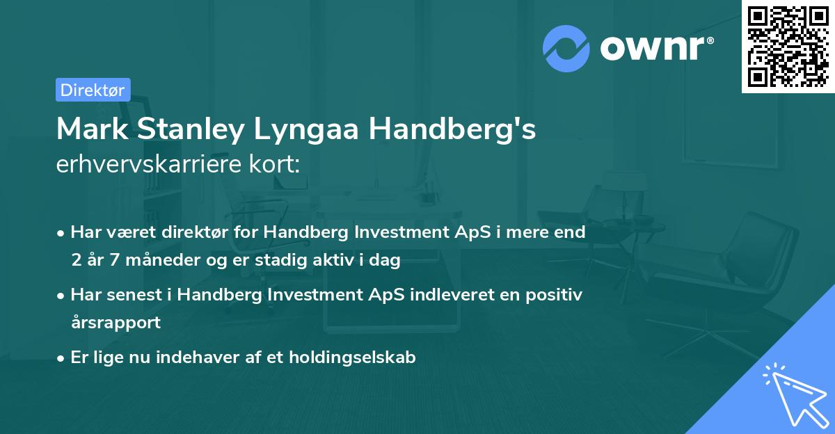 Mark Stanley Lyngaa Handberg's erhvervskarriere kort