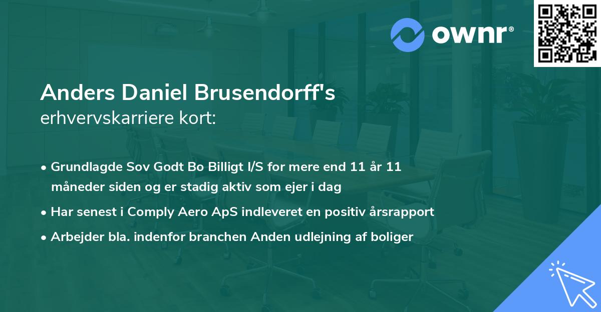 Anders Daniel Brusendorff's erhvervskarriere kort