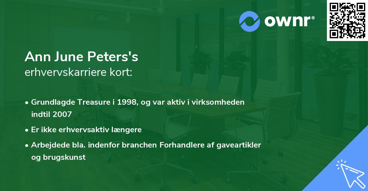 Ann June Peters's erhvervskarriere kort