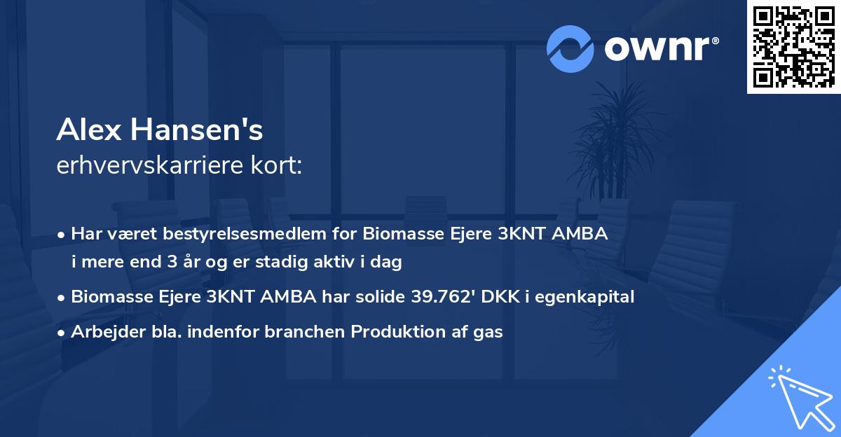 Alex Hansen's erhvervskarriere kort