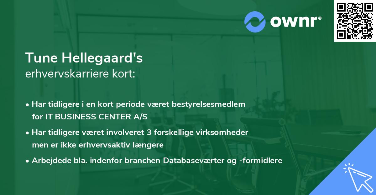 Tune Hellegaard's erhvervskarriere kort