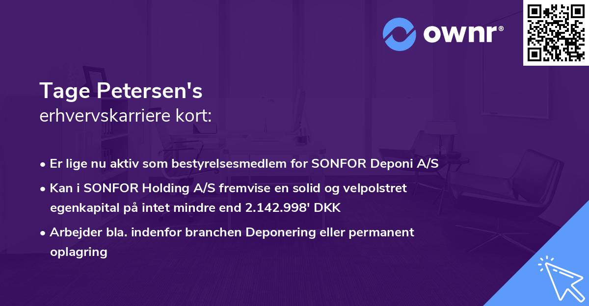 Tage Petersen's erhvervskarriere kort