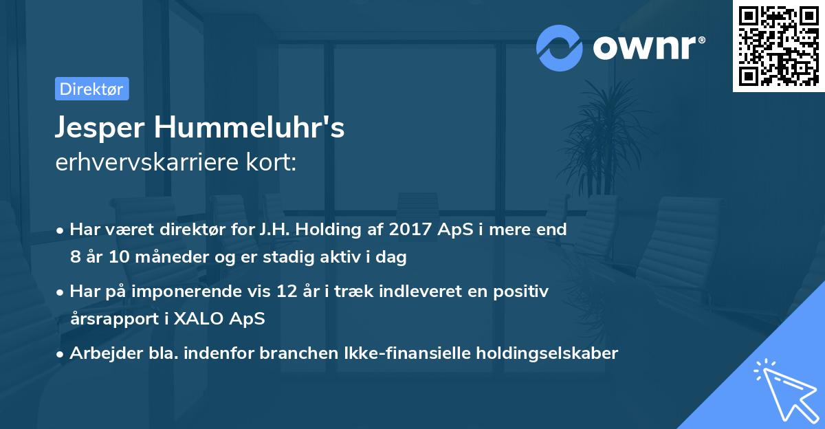 Jesper Hummeluhr's erhvervskarriere kort