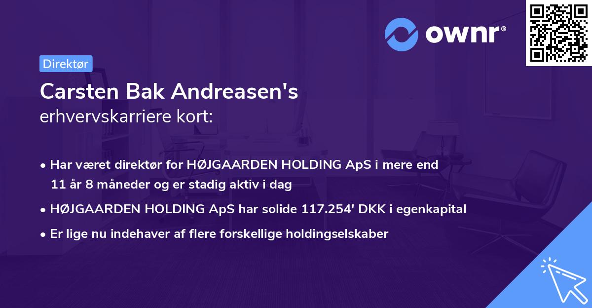 Carsten Bak Andreasen's erhvervskarriere kort