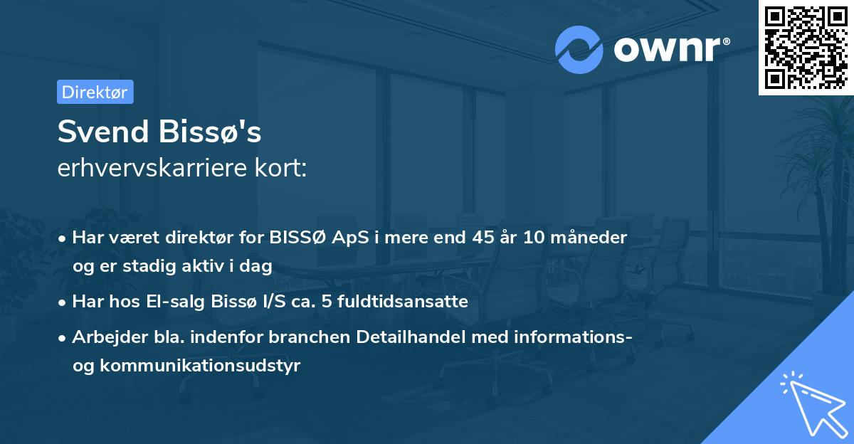 Svend Bissø's erhvervskarriere kort