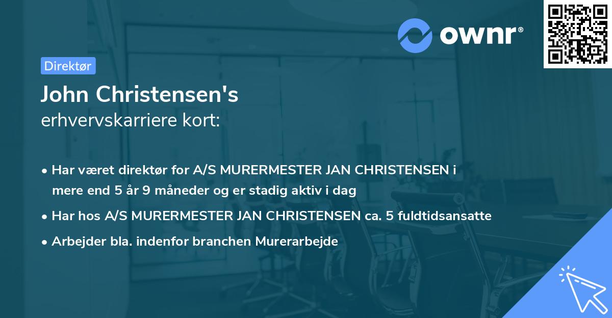 John Christensen's erhvervskarriere kort