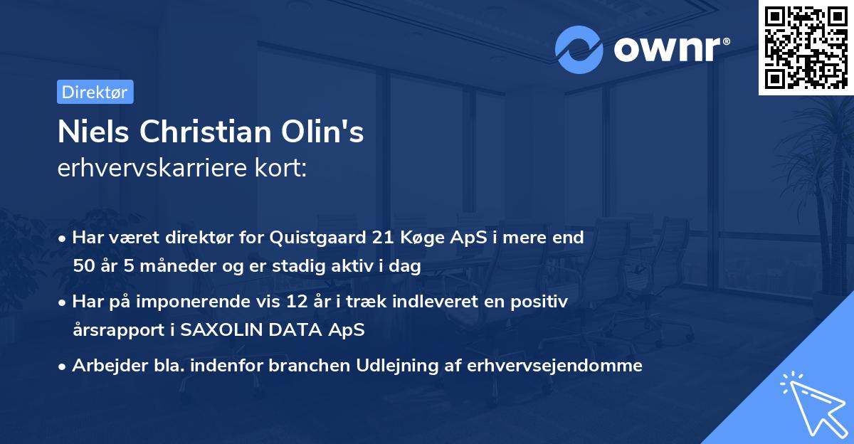 Niels Christian Olin's erhvervskarriere kort