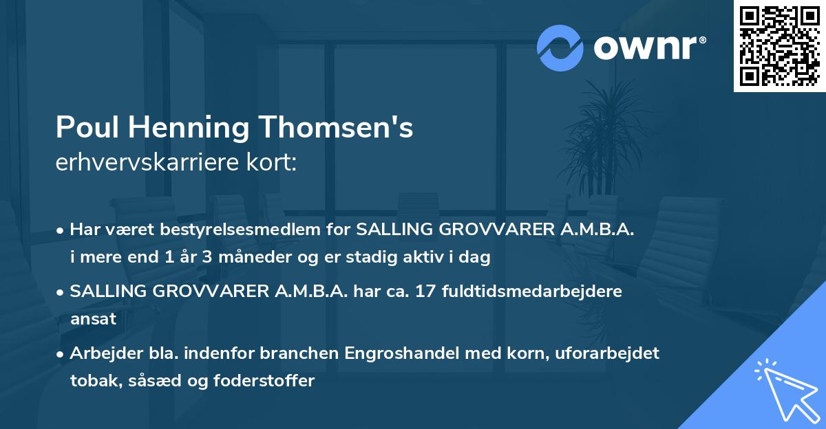 Poul Henning Thomsen's erhvervskarriere kort