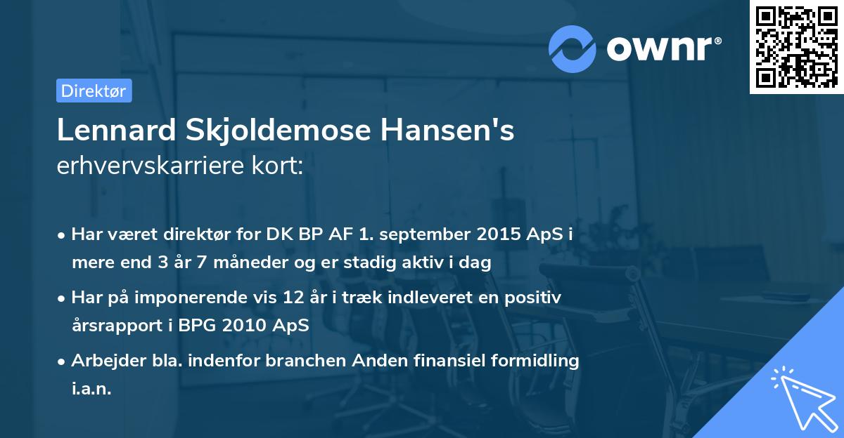 Lennard Skjoldemose Hansen's erhvervskarriere kort
