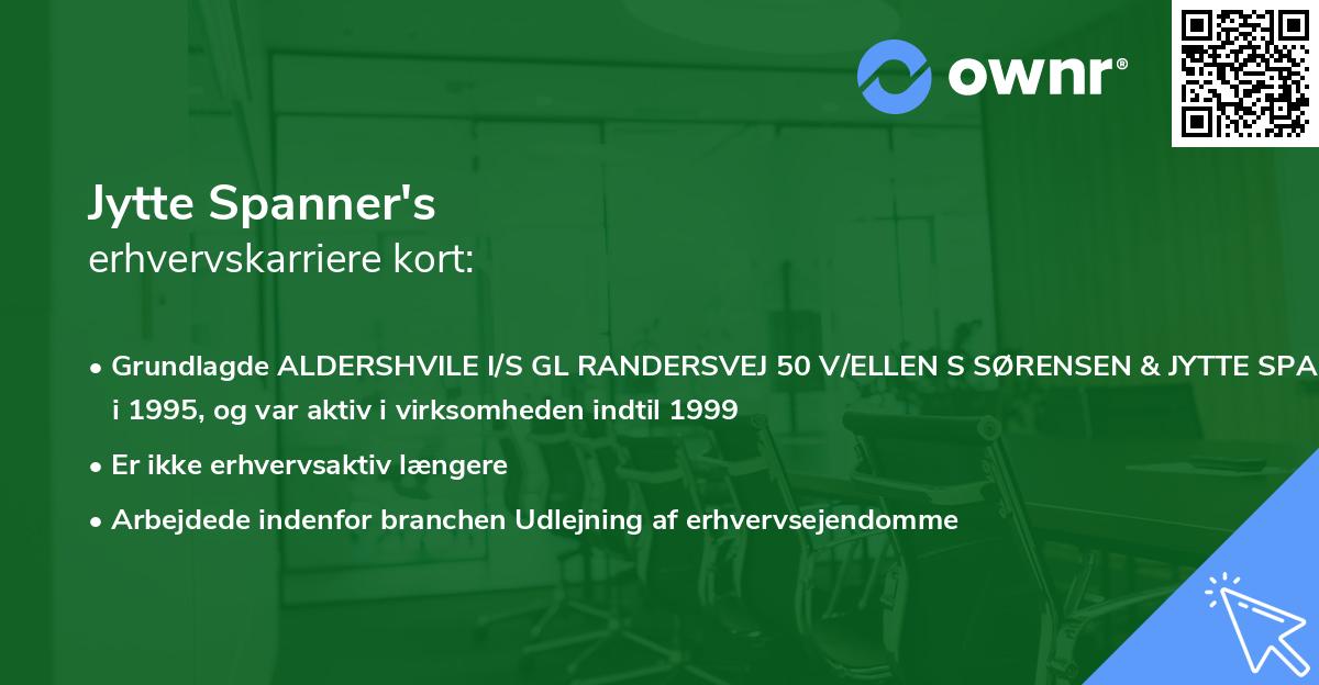 Jytte Spanner's erhvervskarriere kort