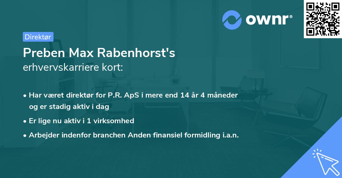 Preben Max Rabenhorst's erhvervskarriere kort