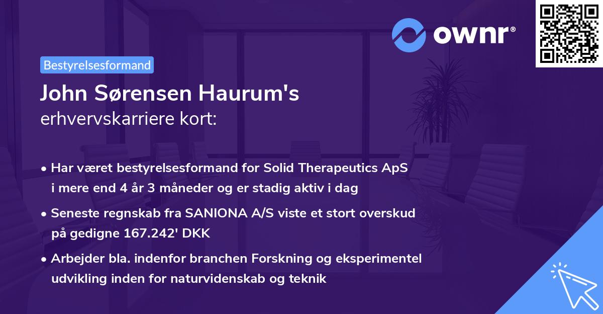 John Sørensen Haurum's erhvervskarriere kort
