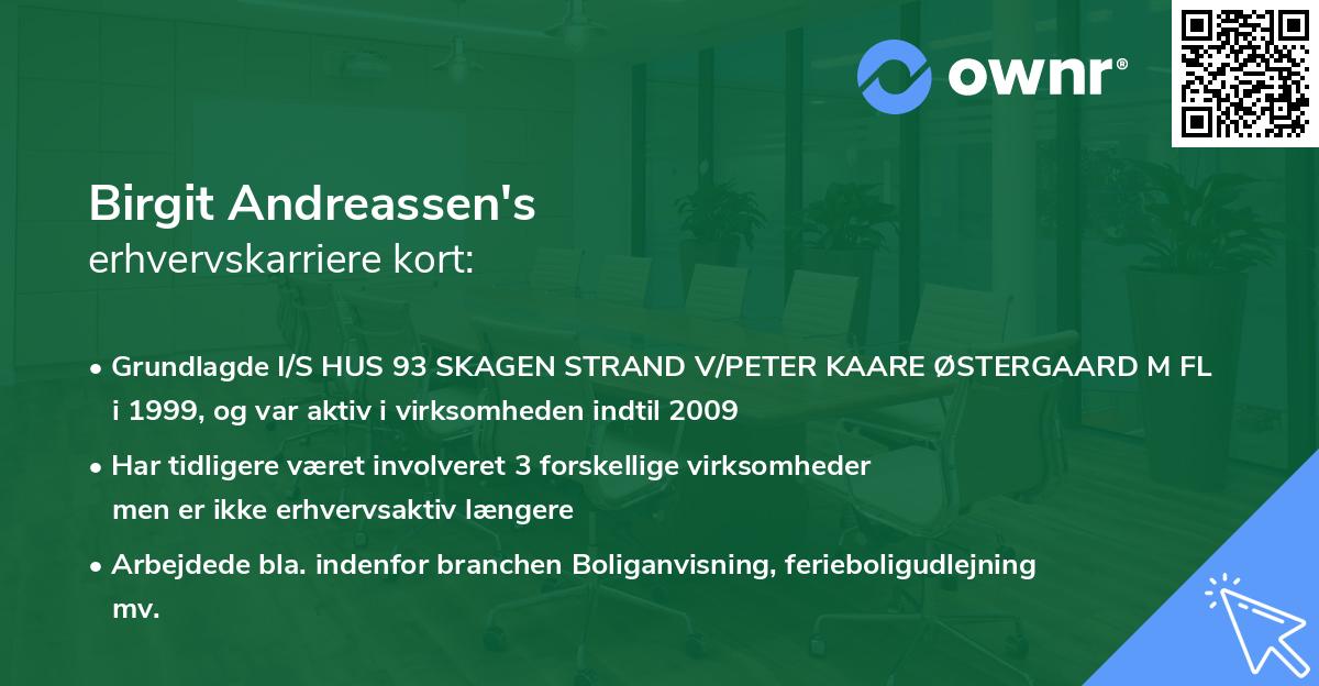 Birgit Andreassen's erhvervskarriere kort