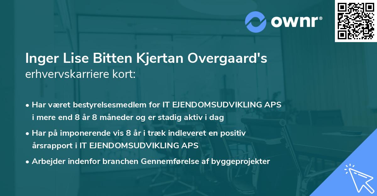 Inger Lise Bitten Kjertan Overgaard's erhvervskarriere kort