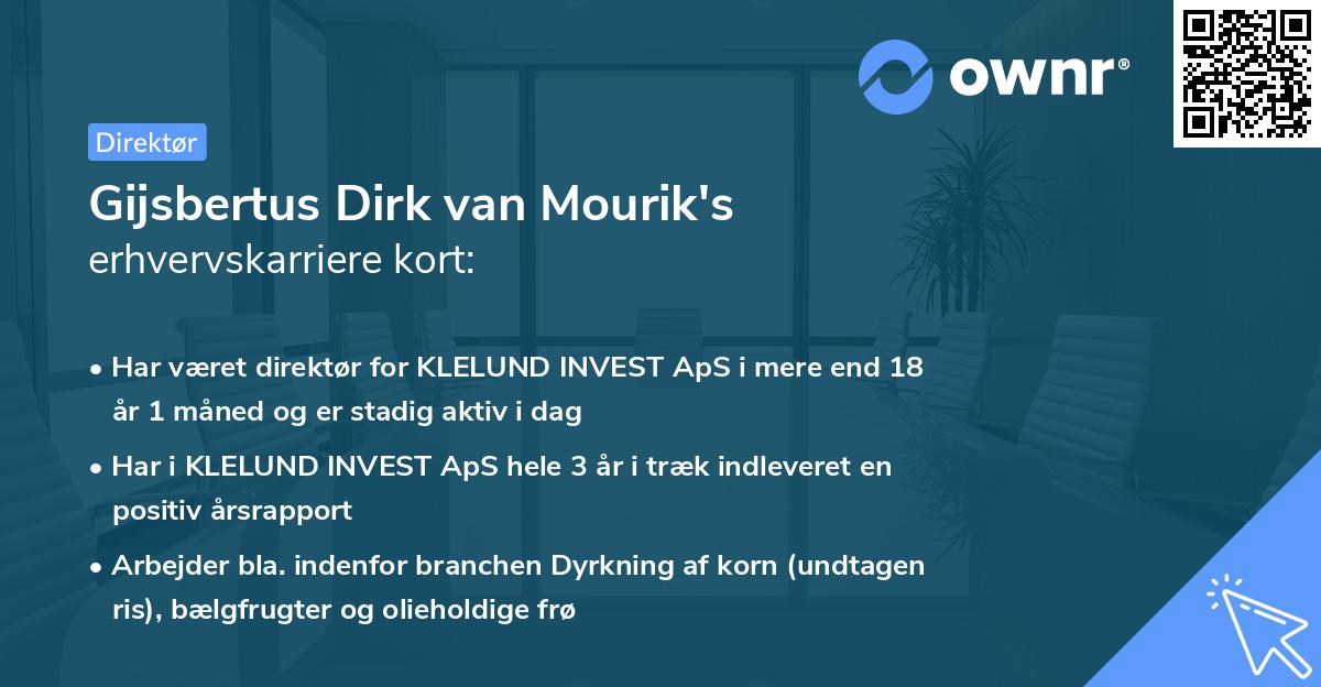 Gijsbertus Dirk van Mourik's erhvervskarriere kort