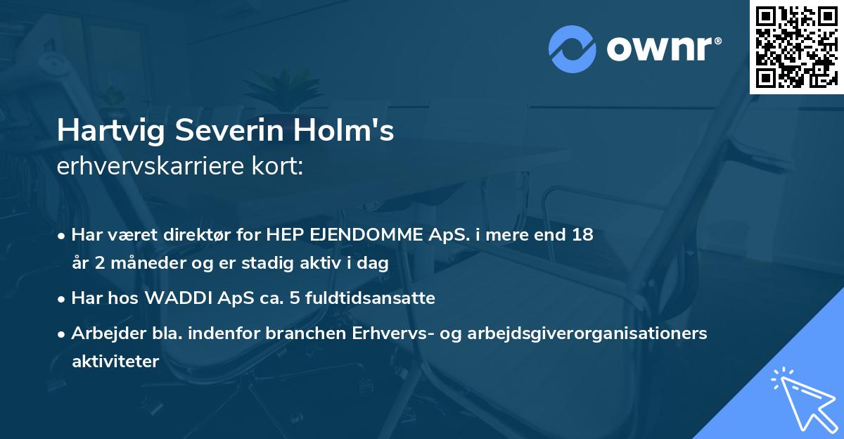 Hartvig Severin Holm's erhvervskarriere kort
