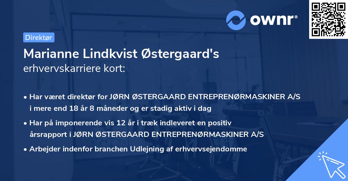 Marianne Lindkvist Østergaard's erhvervskarriere kort